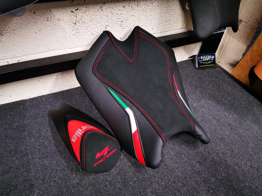 Aprilia RSV4 'V4 Factory' Tricolore Rider & Cowl pad seat cover - 2009-2020